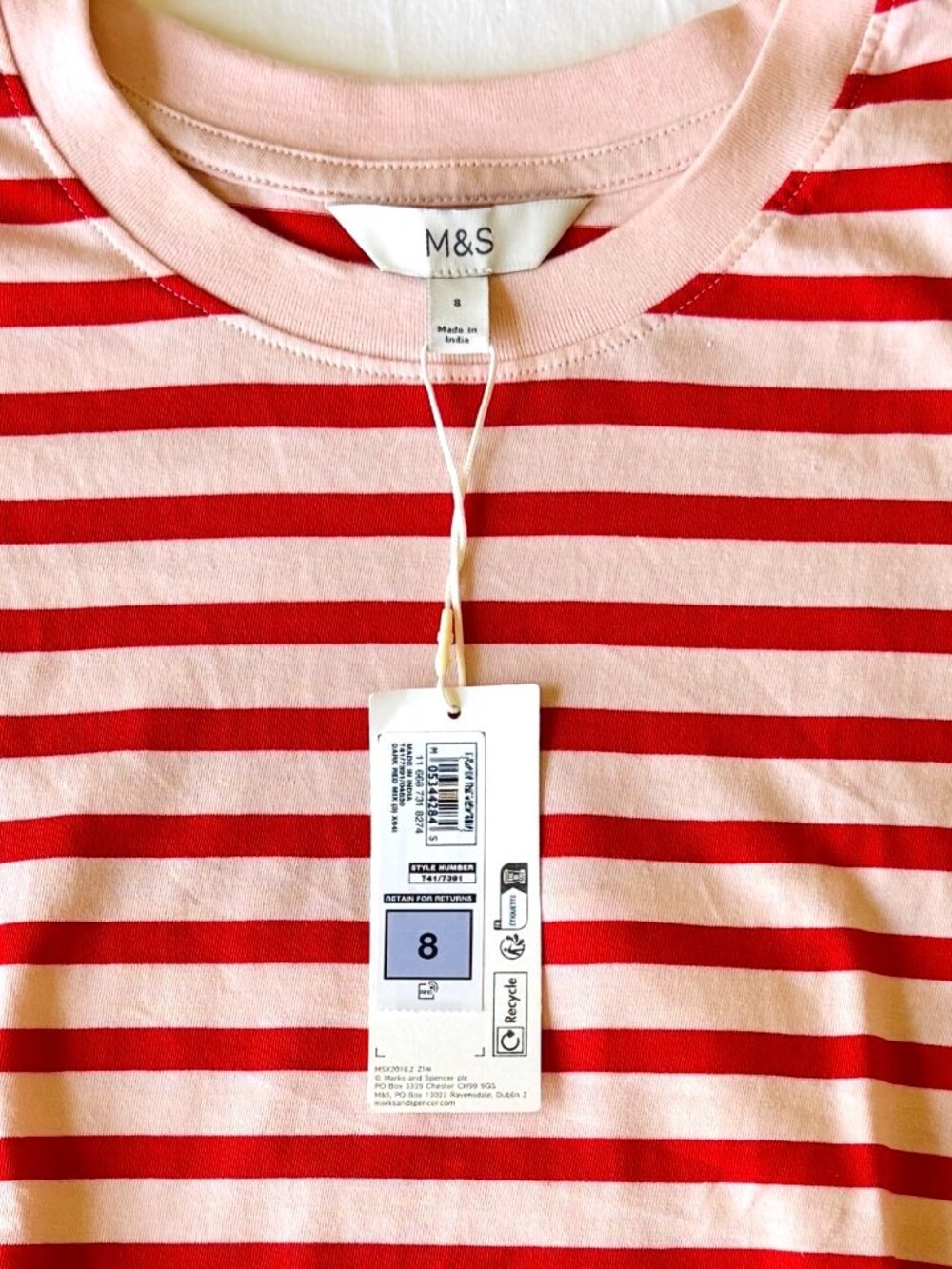Marks & Spencer Pure Cotton Striped Tee - Picture 6 of 9